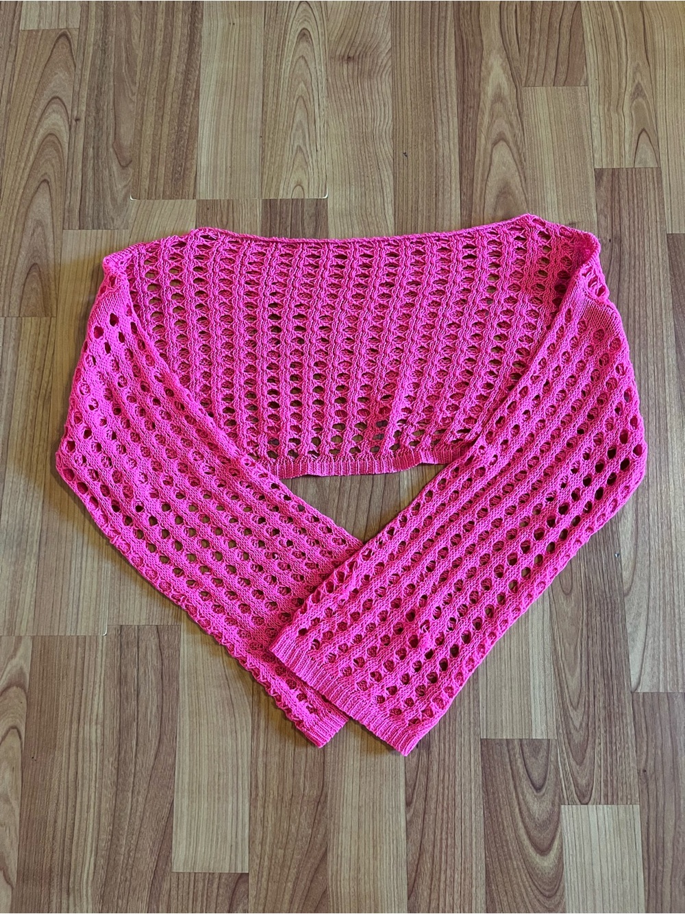 Pink Open-Knit Women’s Bolero Shrug- M